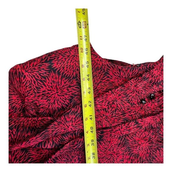 Silk Studio Women's Patterned Long Sleeve Vintage Peplum Dress Red Black Sz 12 - Picture 7 of 9